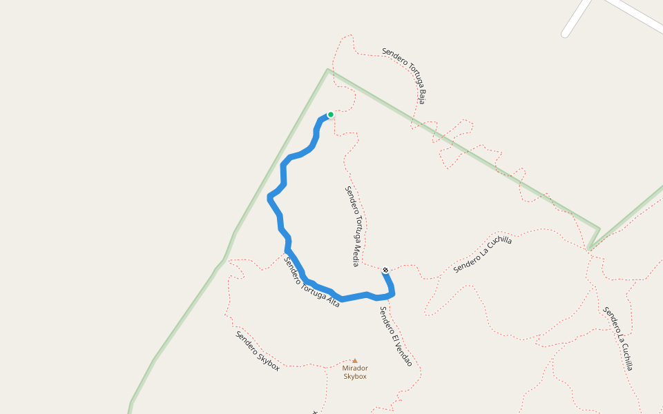 Sendero Tortuga Alta walking route map in Álamos