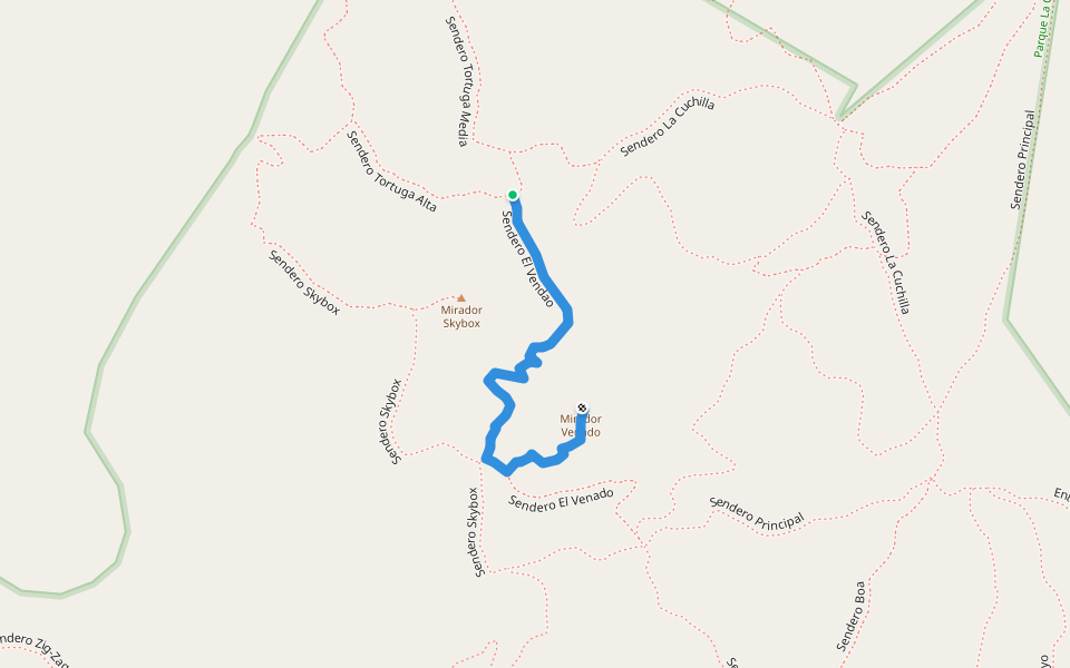 Sendero El Vendao walking route map in Álamos