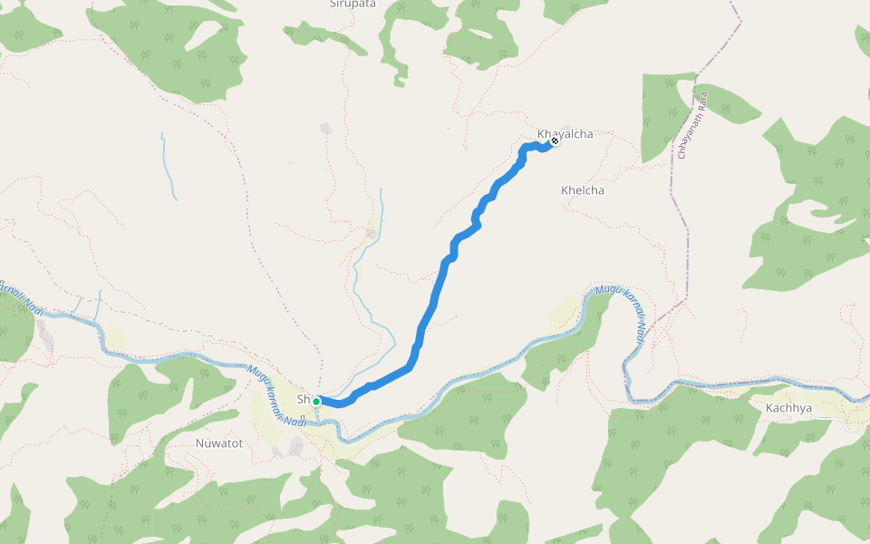 Shipa to Khayalcha walking route map in Jima
