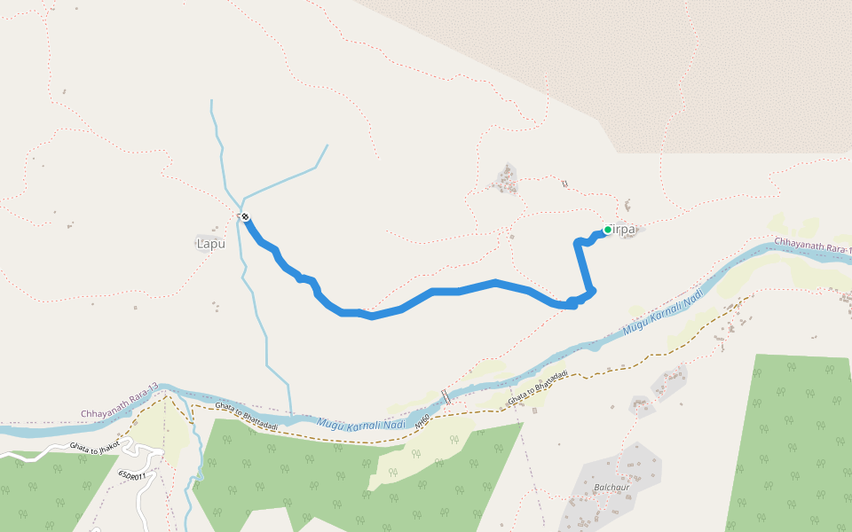 Lapu to Tirpa walking route map in Ruga