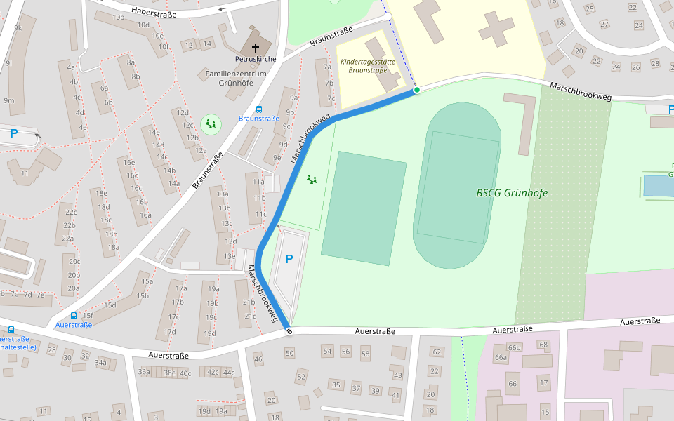 Marschbrookweg walking route map in Bremerhaven