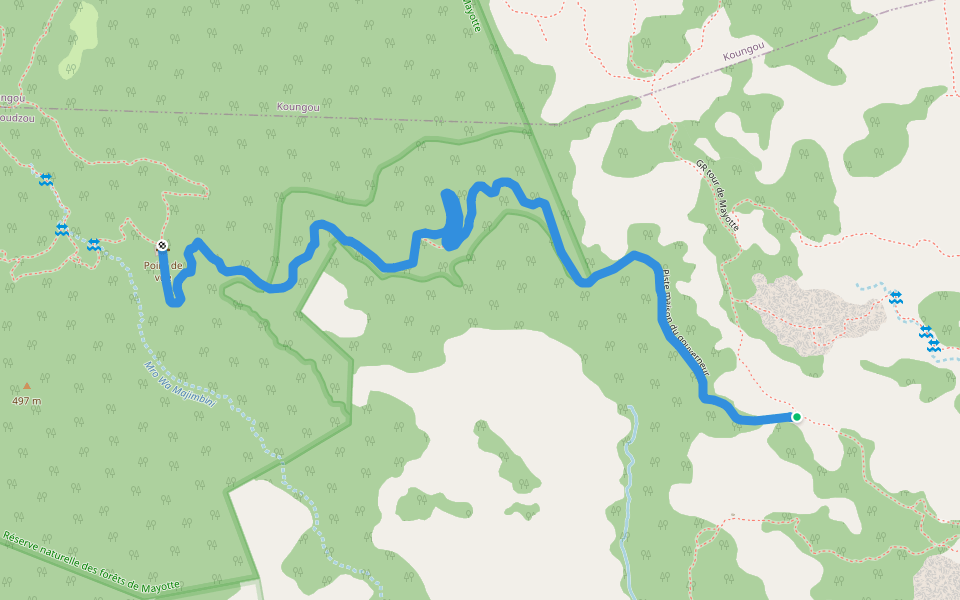Piste maison du gouverneur walking route map in Mamoudzou