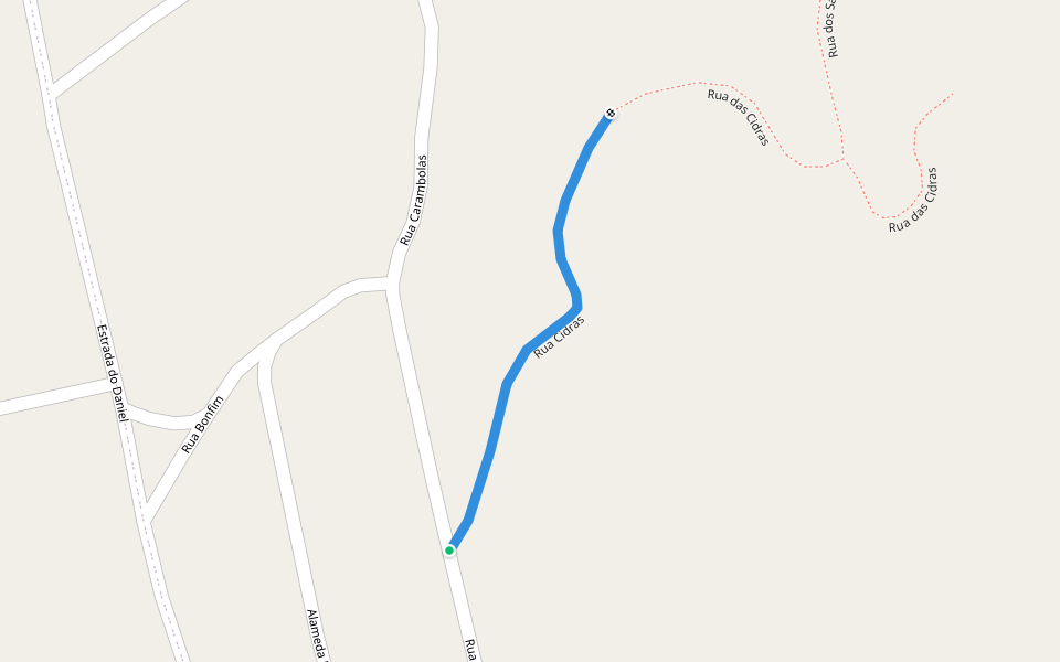 Rua Cidras walking route map in Japeri