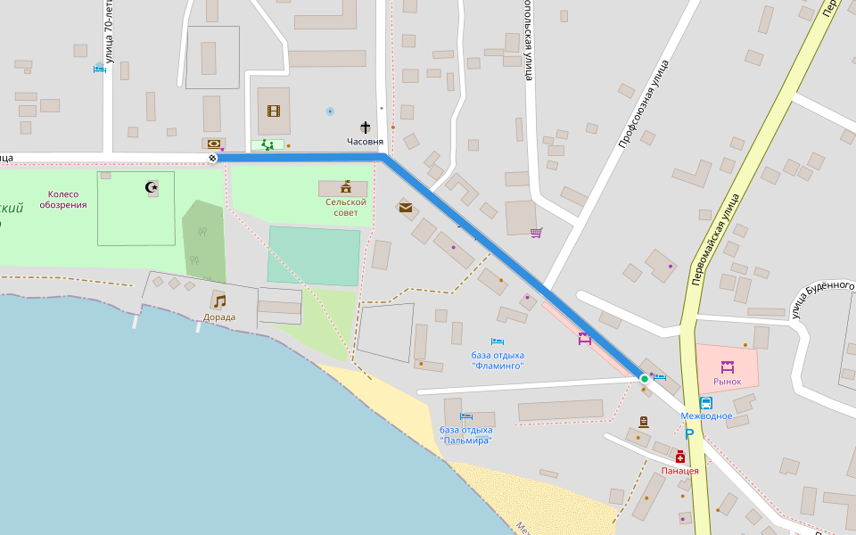 Юбилейная улица walking route map in Mizhvodne