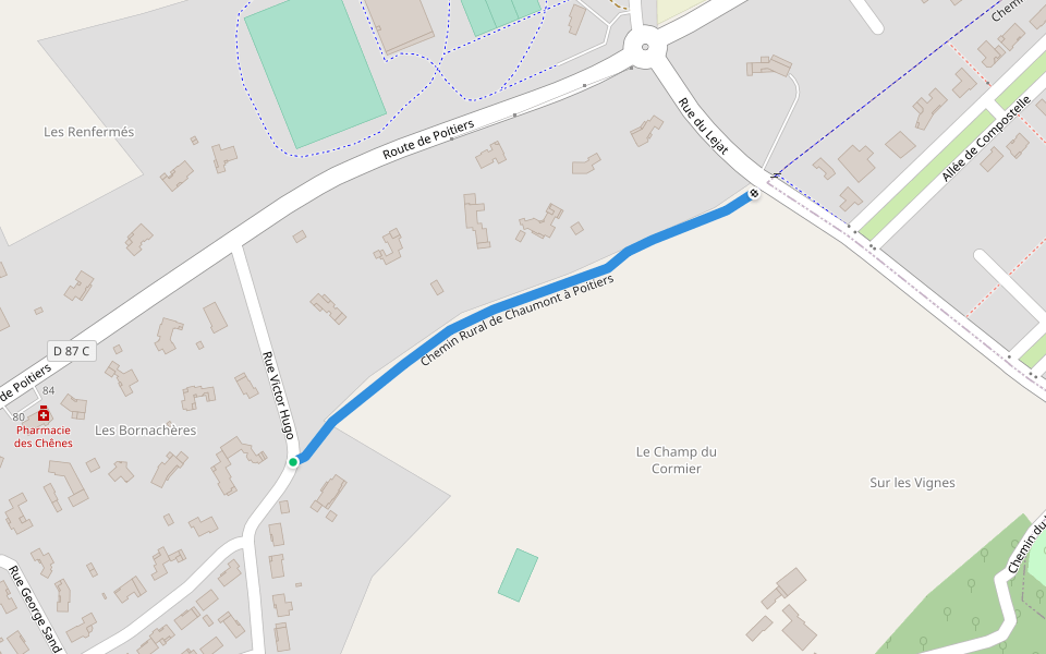 Chemin Rural de Chaumont à Poitiers walking route map in Fontaine-le-Comte