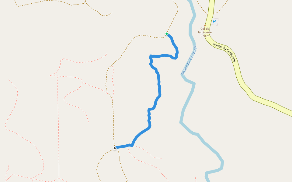 Sentier de la mine Anna Madeleine walking route map in Prony
