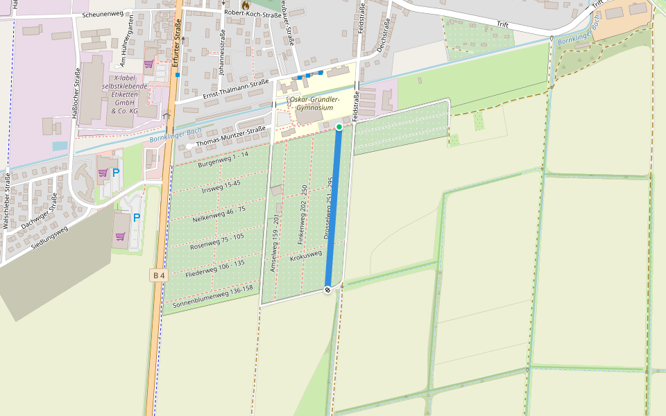 Drosselweg 251 - 295 walking route map in Gebesee