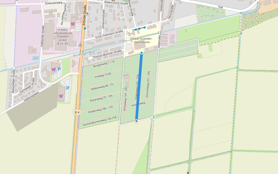 Finkenweg 202 - 250 walking route map in Gebesee