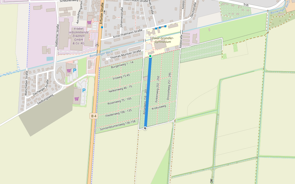 Amselweg 159 - 201 walking route map in Gebesee