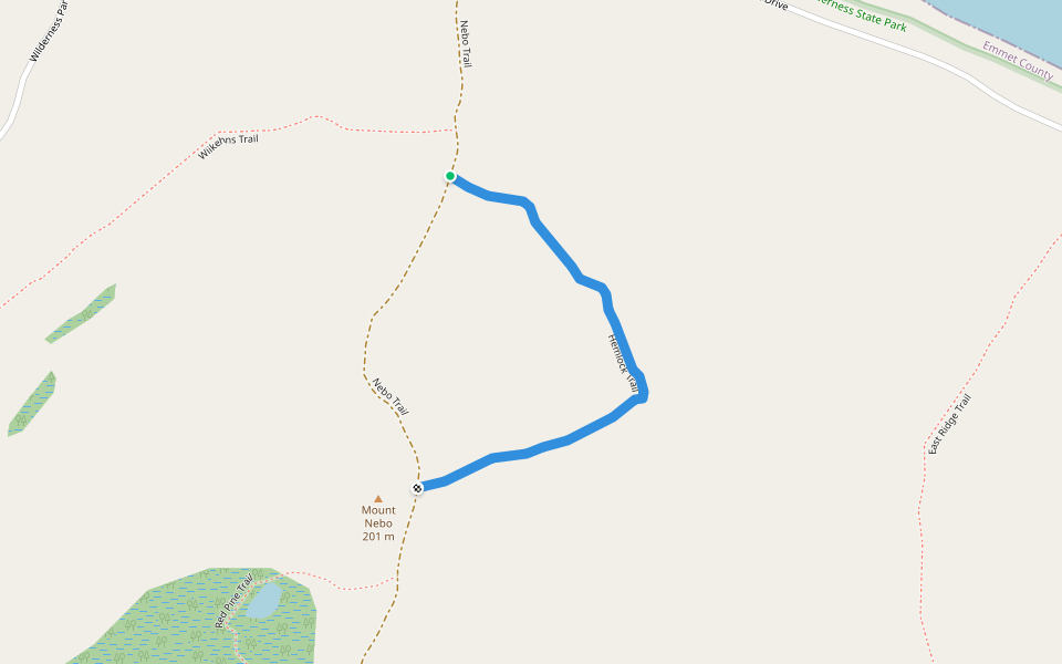 Hemlock Trail walking route map in Carp Lake