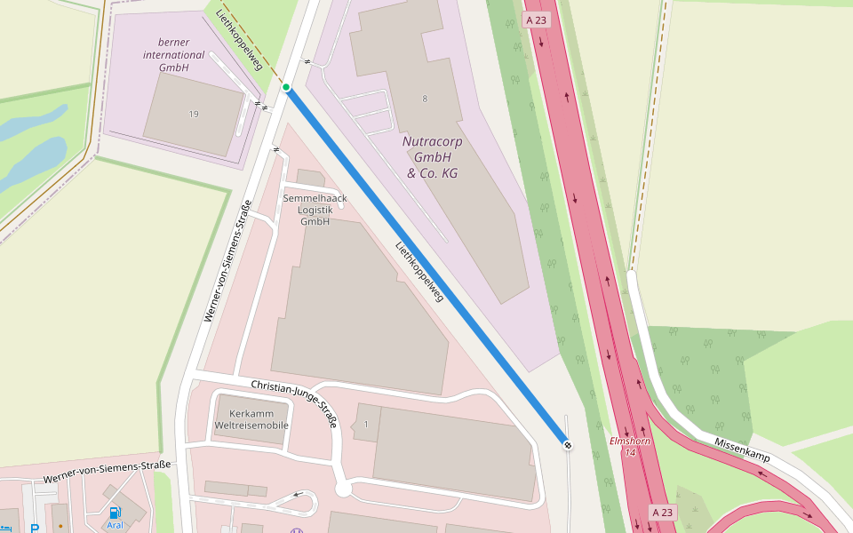 Liethkoppelweg walking route map in Elmshorn