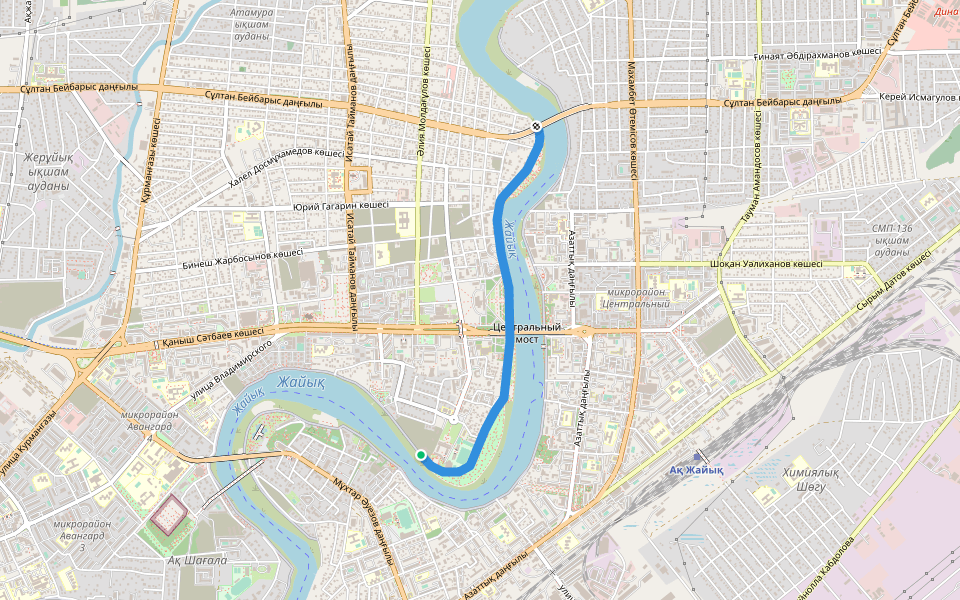 улица Айтеке Би walking route map in Atyrau
