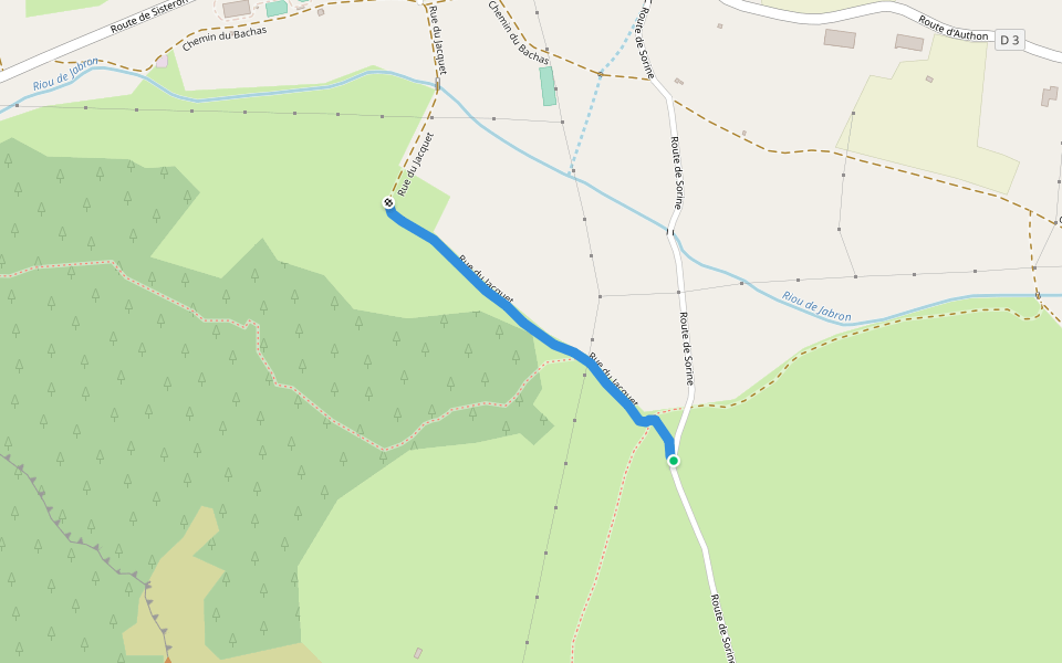 Rue du Jacquet walking route map in Saint-Geniez