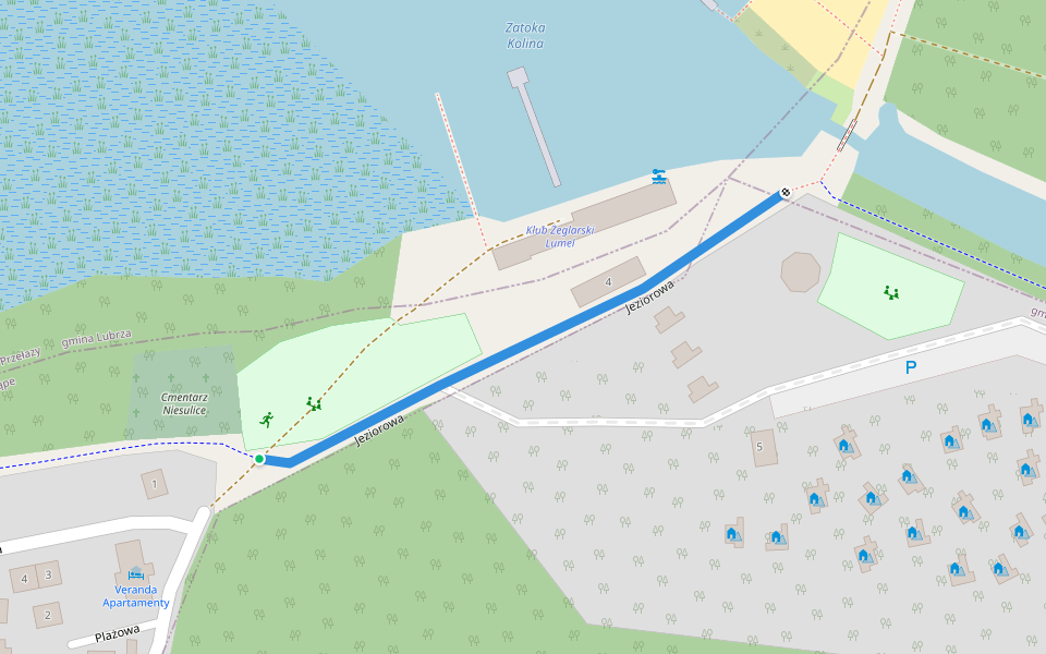 Jeziorowa walking route map in Niesulice