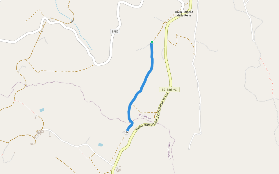 Regia Trazzera per Corleone walking route map in Ficuzza