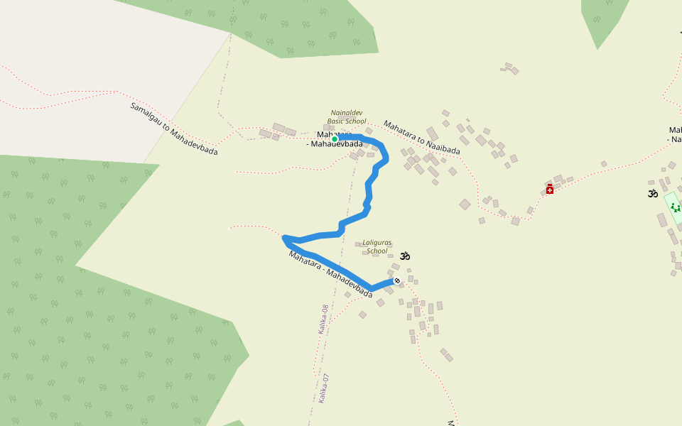 Mahatara - Mahadevbada walking route map in Mugraha