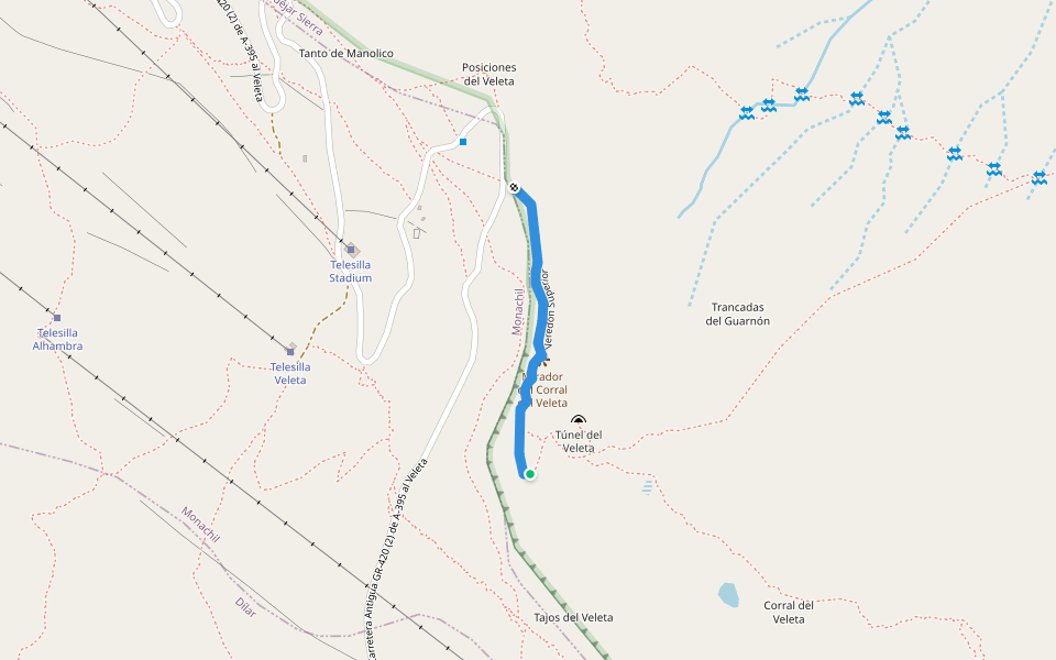 Veredón Superior walking route map in Capileira