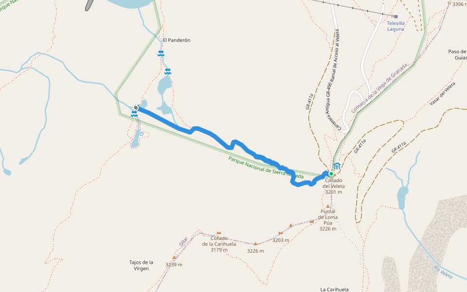 Escaleruela del Veleta walking route map in Capileira