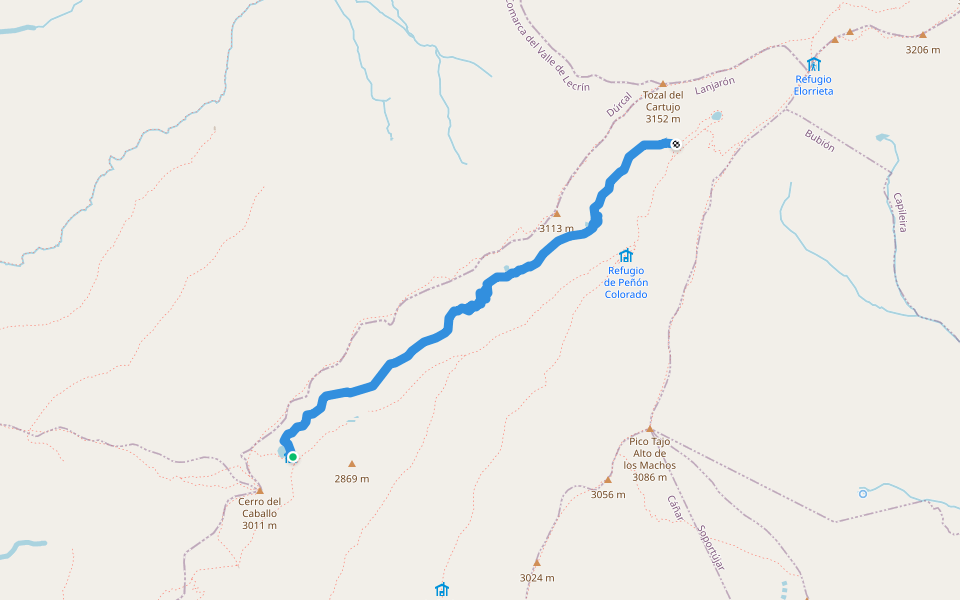 Verea Cortá walking route map in Lanjarón