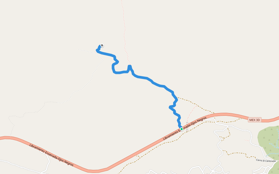 El Colchón walking route map in Ensenada