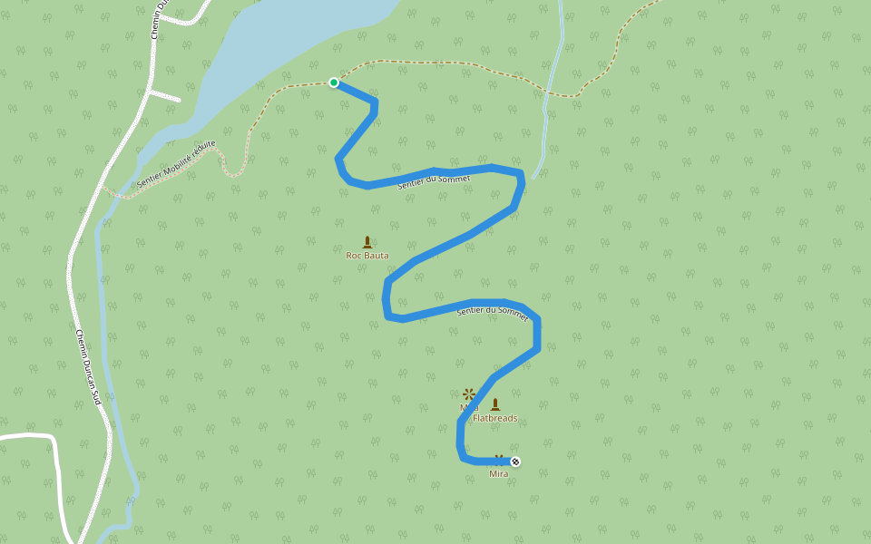 Sentier du Sommet walking route map in Montcalm