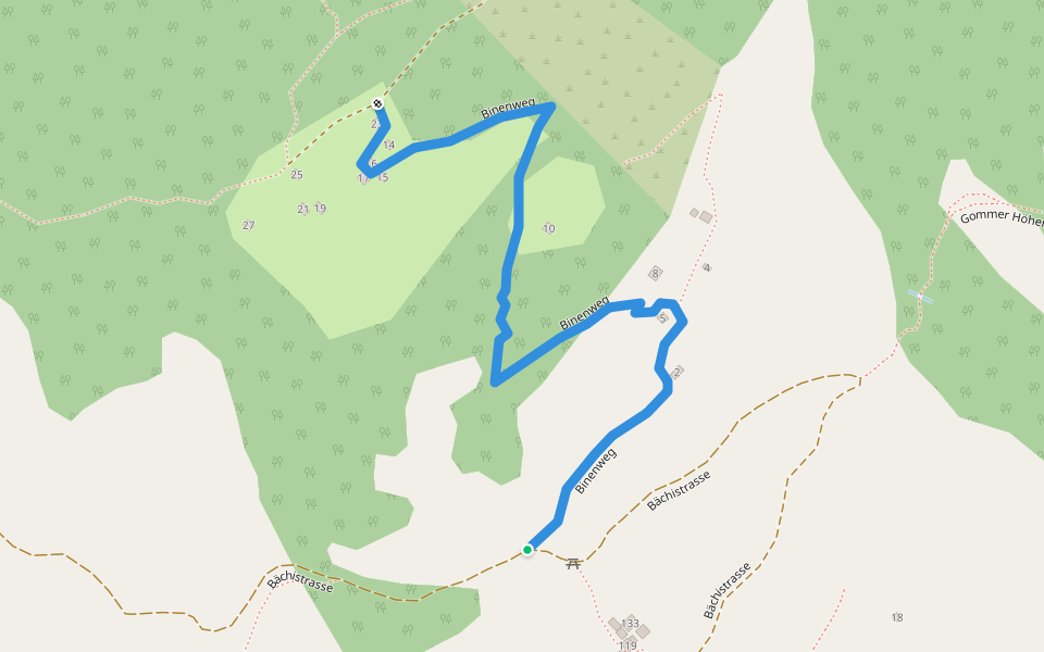Binenweg walking route map in Goms