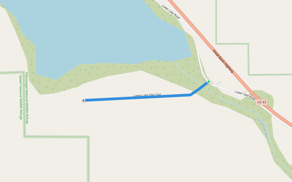 Lower Lake Dike Trail walking route map in Alamo