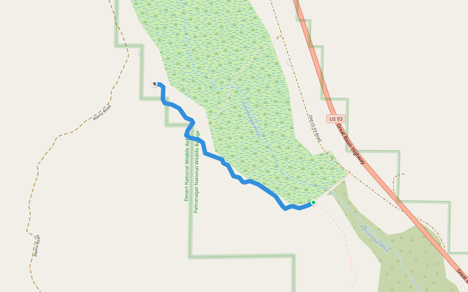 Middle Marsh West Trail walking route map in Alamo