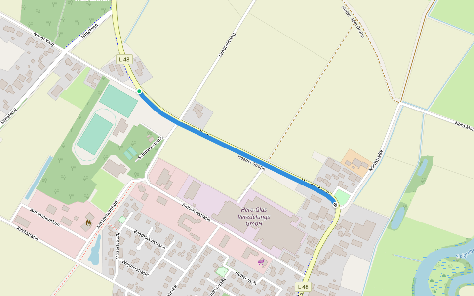 Heeder Straße walking route map in Dersum