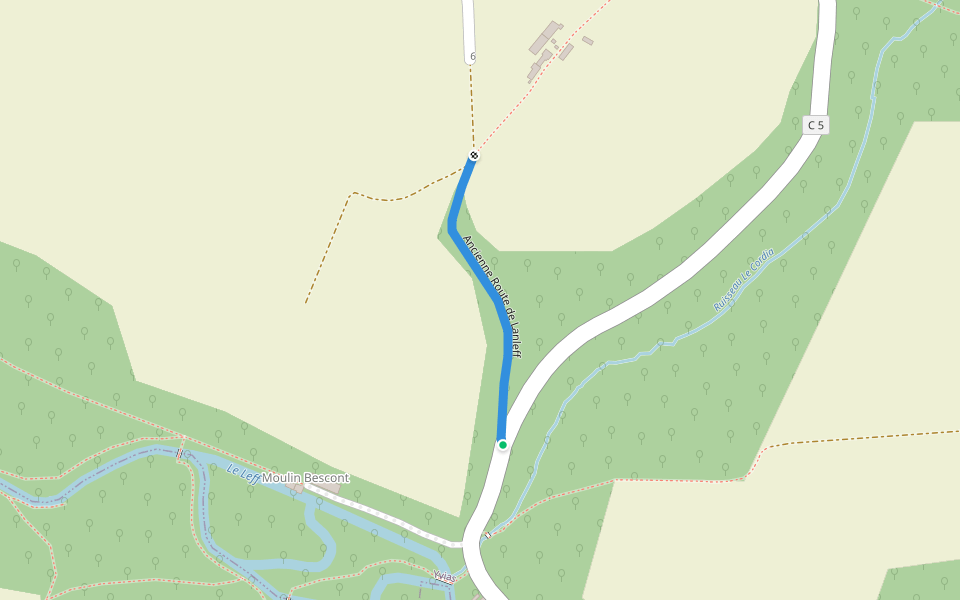 Ancienne Route de Lanleff walking route map in Quemper-Guézennec