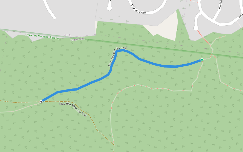Blue Hills East Fire Trail walking route map in Terrigal