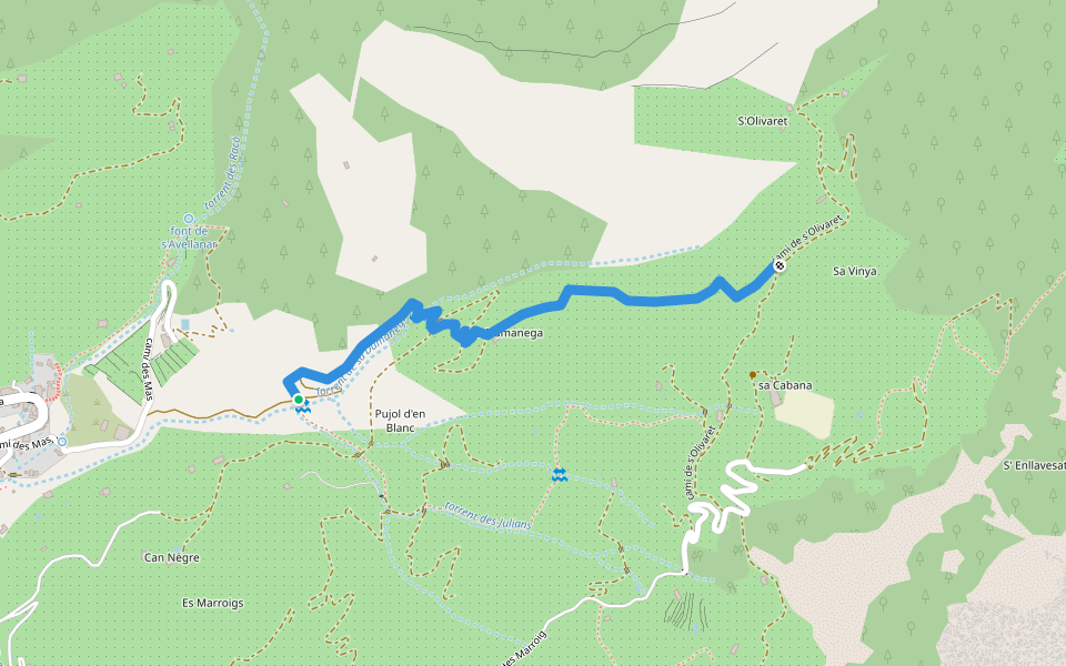 camí de sa Dumanega walking route map in Fornalutx