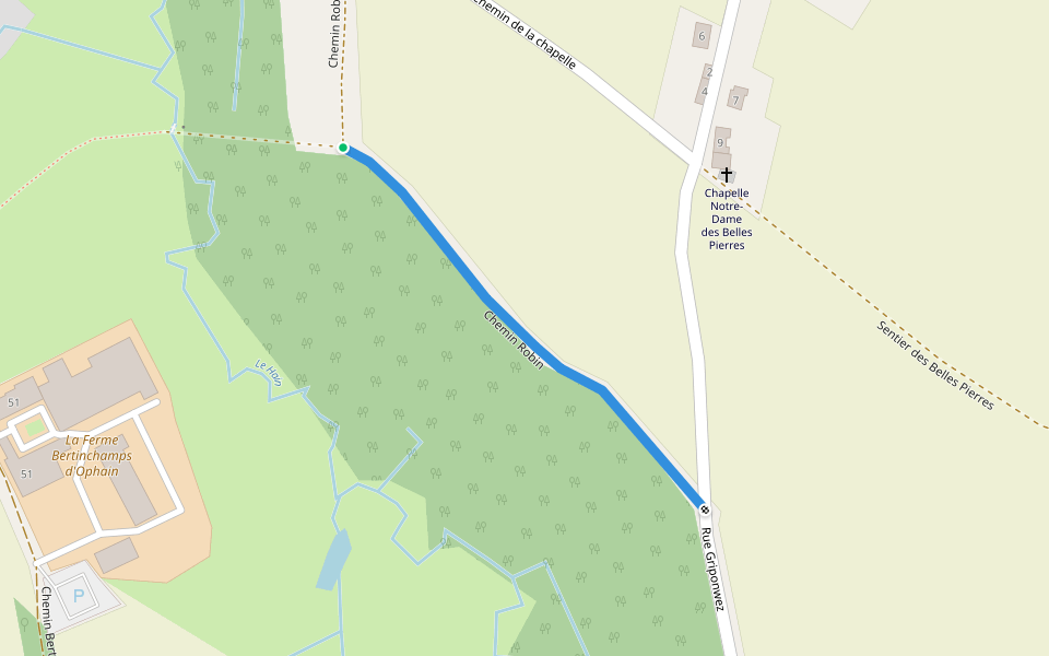 Chemin Robin walking route map in Braine-l'Alleud