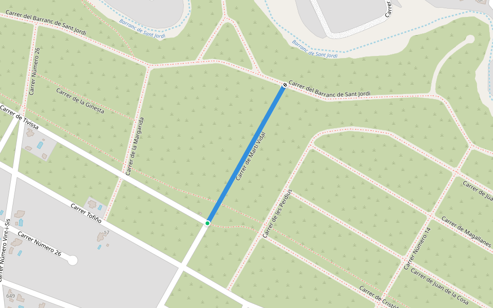 Carrer de Martí Vidal walking route map in Les Tres Cales