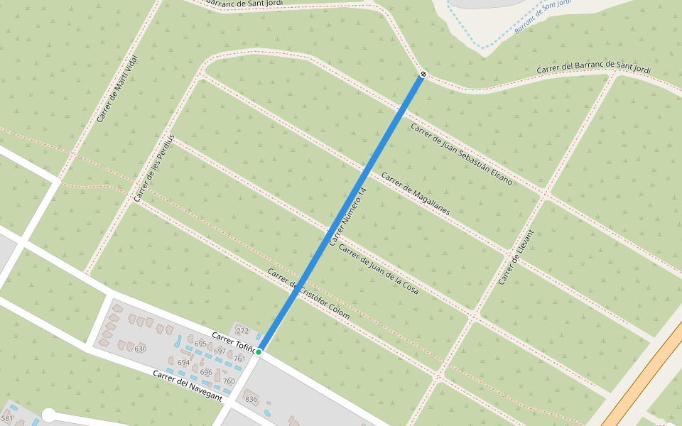 Carrer Número 14 walking route map in Les Tres Cales