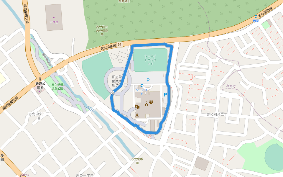 ウォーキングロード ポケットパーク walking route map in Shime