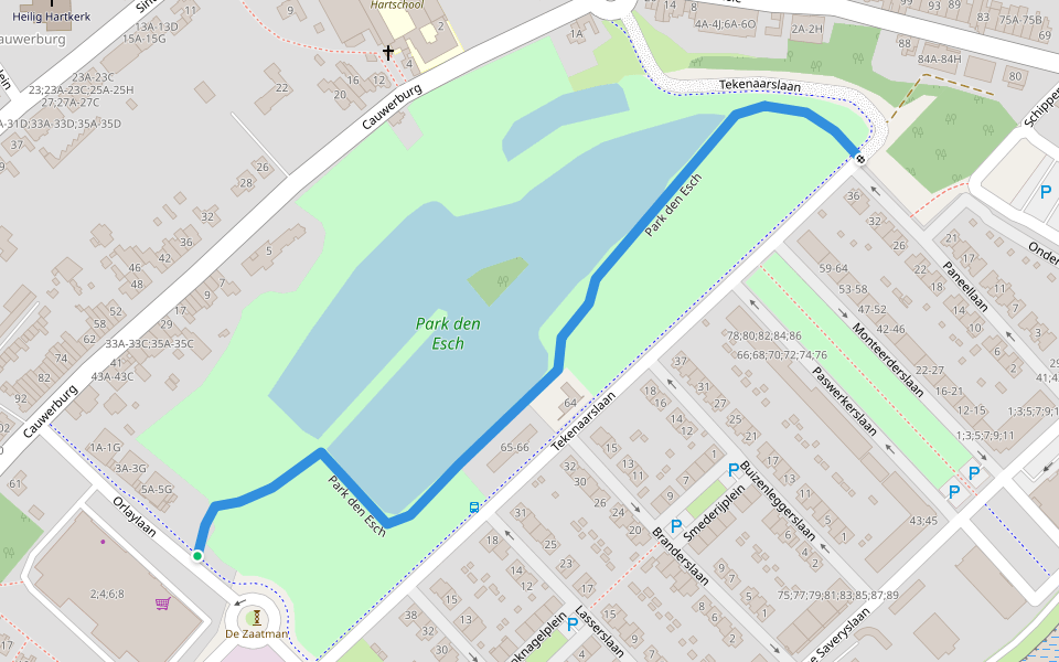 Park den Esch walking route map in Temse