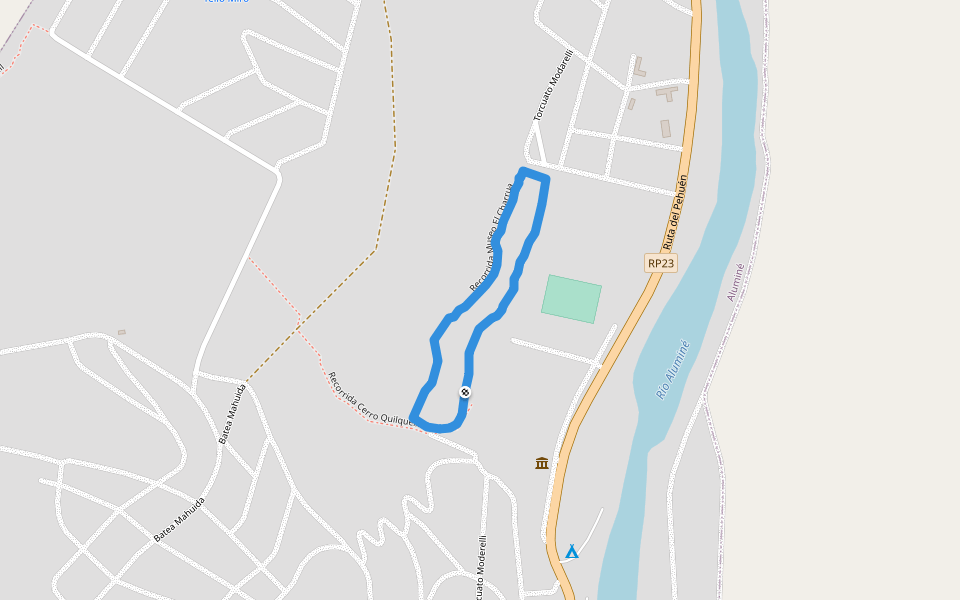 Recorrida Museo El Charrua walking route map in Aluminé