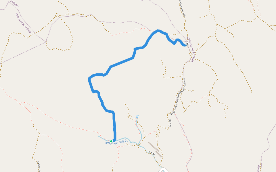 Camino de las Coscojas walking route map in La Presa