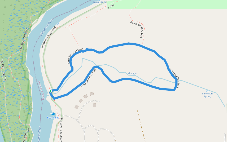 Lime Sink Run Trail walking route map in Live Oak
