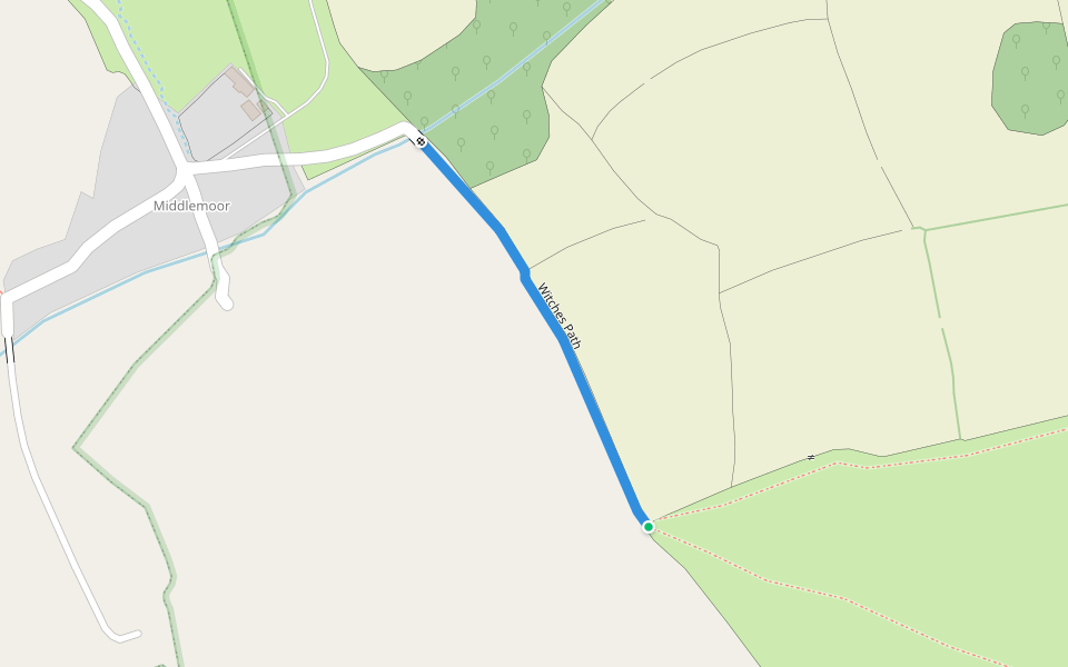 Witches Path walking route map in Middlemoor