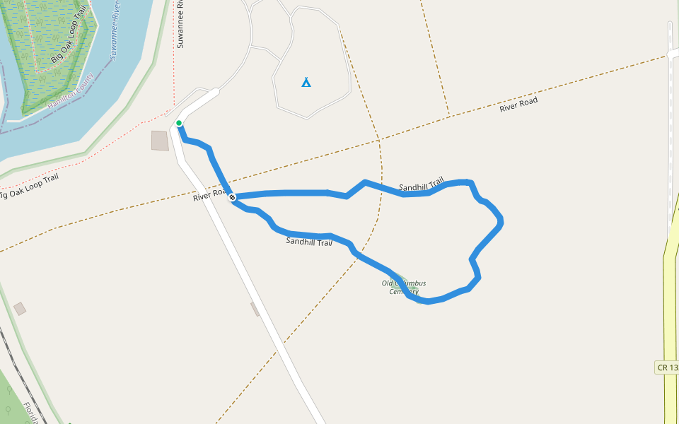 Sandhill Trail walking route map in Live Oak