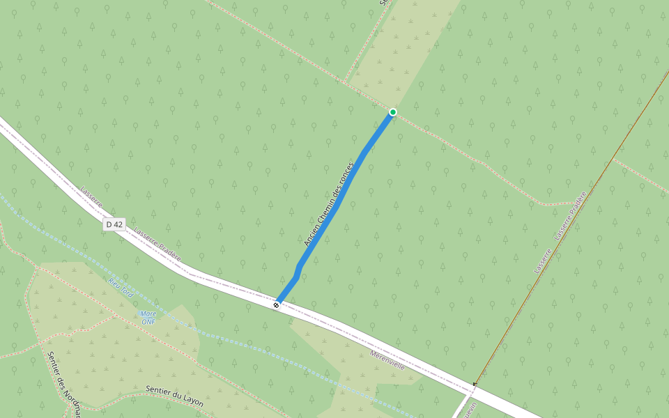 Ancien Chemin des ronces walking route map in Lasserre-Pradère