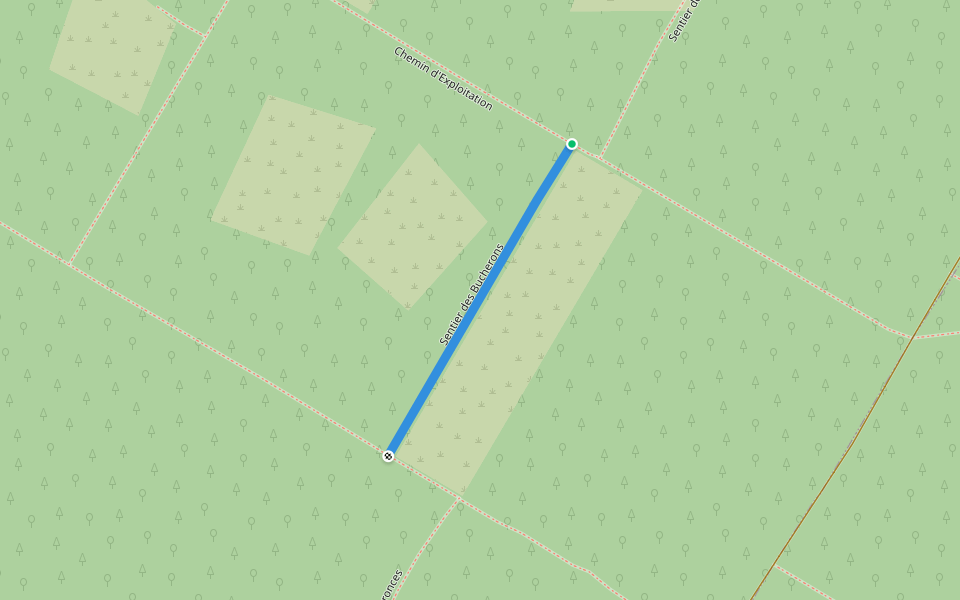 Sentier des Bucherons walking route map in Lasserre-Pradère