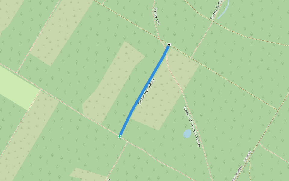 Sentier des Chênes walking route map in Lasserre-Pradère