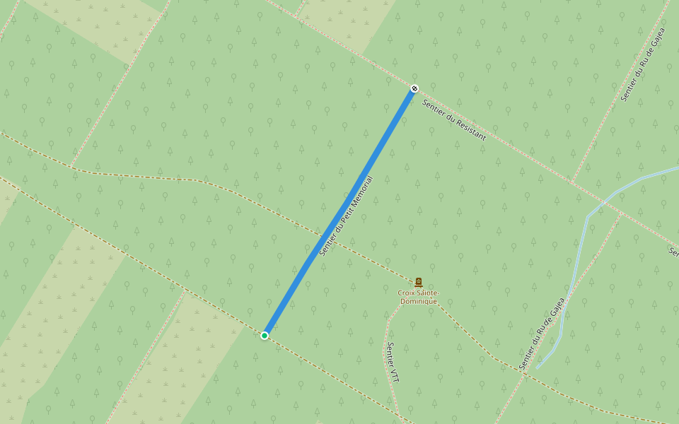 Sentier du Petit Memorial walking route map in Lasserre-Pradère