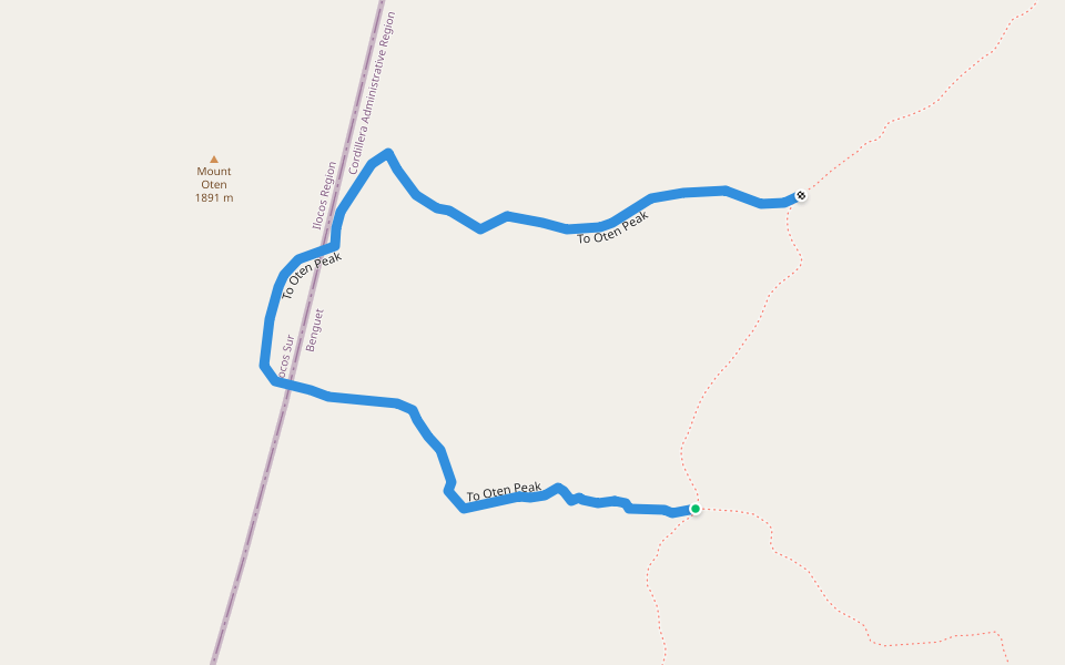 To Oten Peak walking route map in Bakun