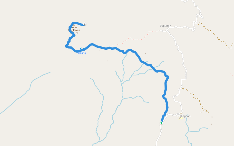 To Tenglawan Summit walking route map in Bakun