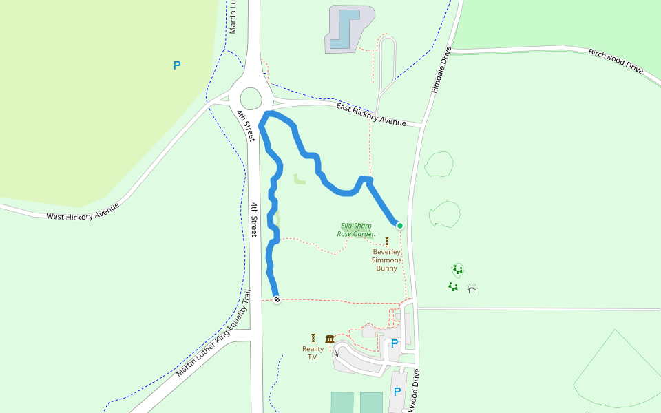 Ella Sharp Nature Walk walking route map in Jackson