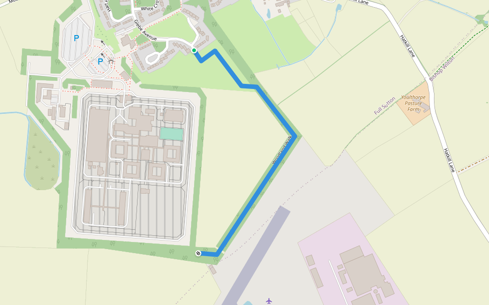 Woodland Walk walking route map in Full Sutton